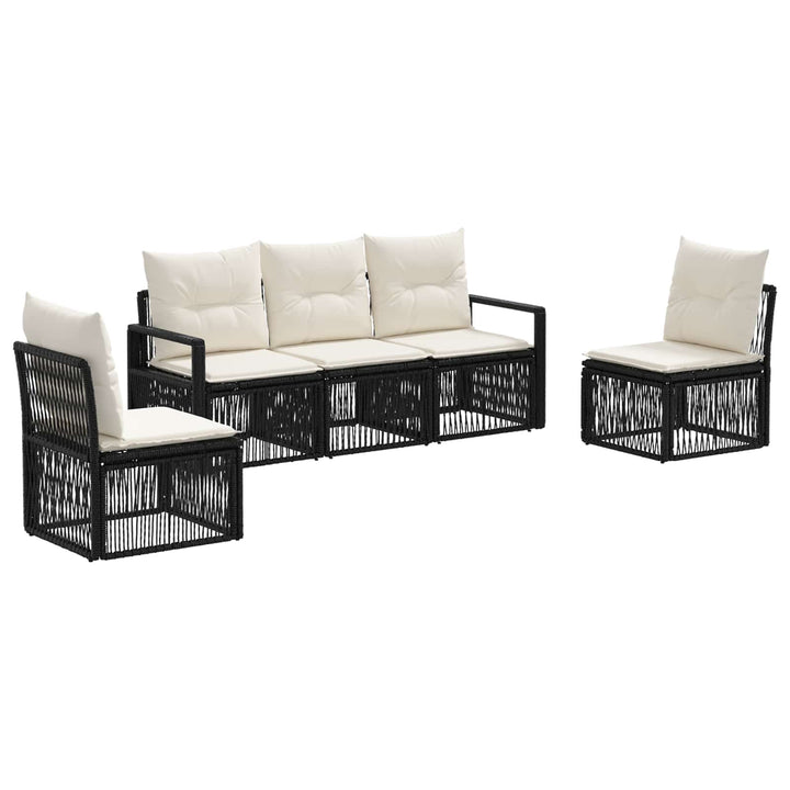 Havesofa Sæt 5 stk. Sort polyrattan