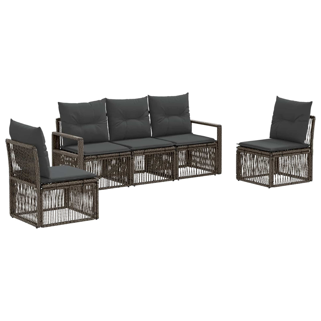 Havesofa Sæt 5 stk. Grå polyrattan