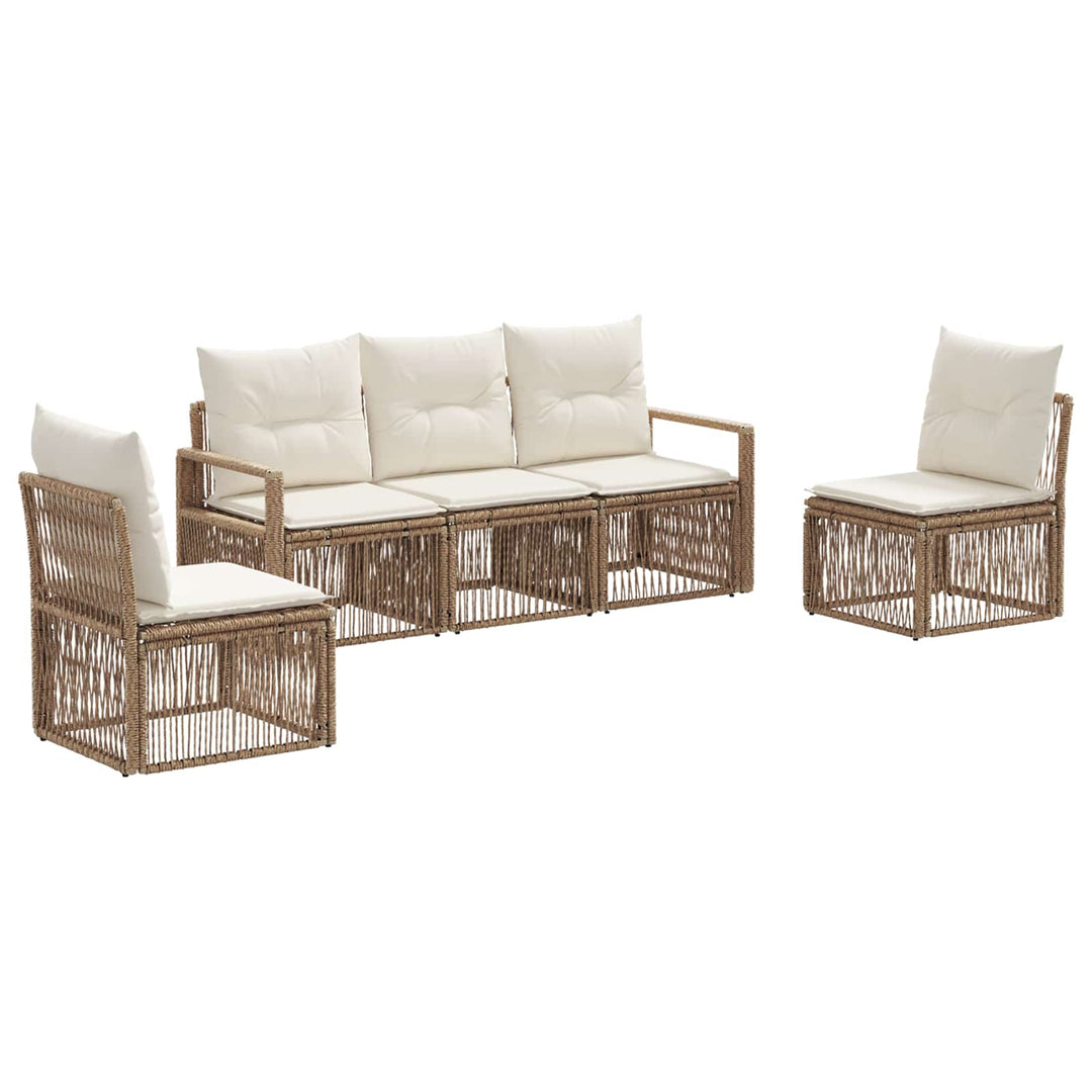 Havesofa Sæt 5 stk. Beige polyrattan