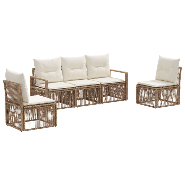 Havesofa Sæt 5 stk. Beige polyrattan