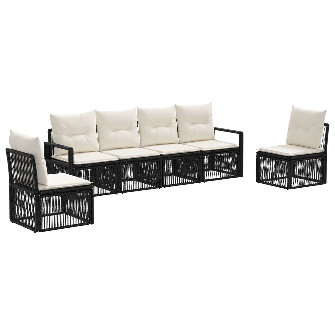 Havesofa Sæt 6 stk. Sort polyrattan