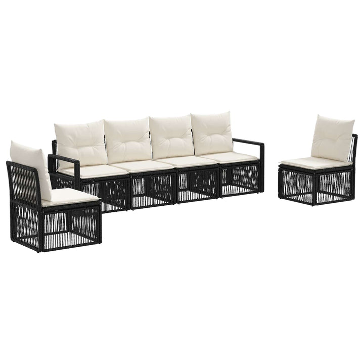 Havesofa Sæt 6 stk. Sort polyrattan