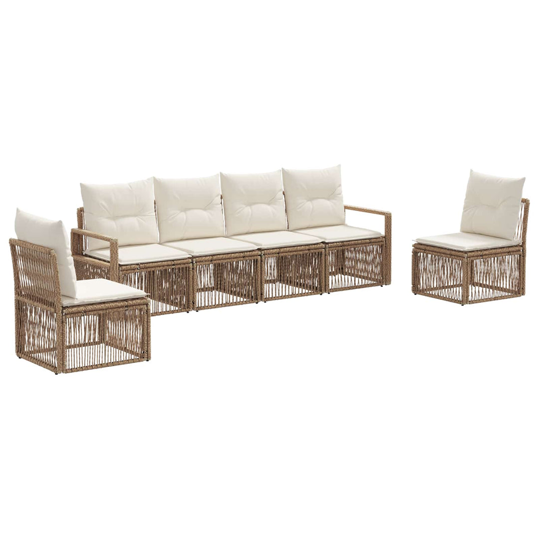 Havesofa Sæt 6 stk. Beige polyrattan