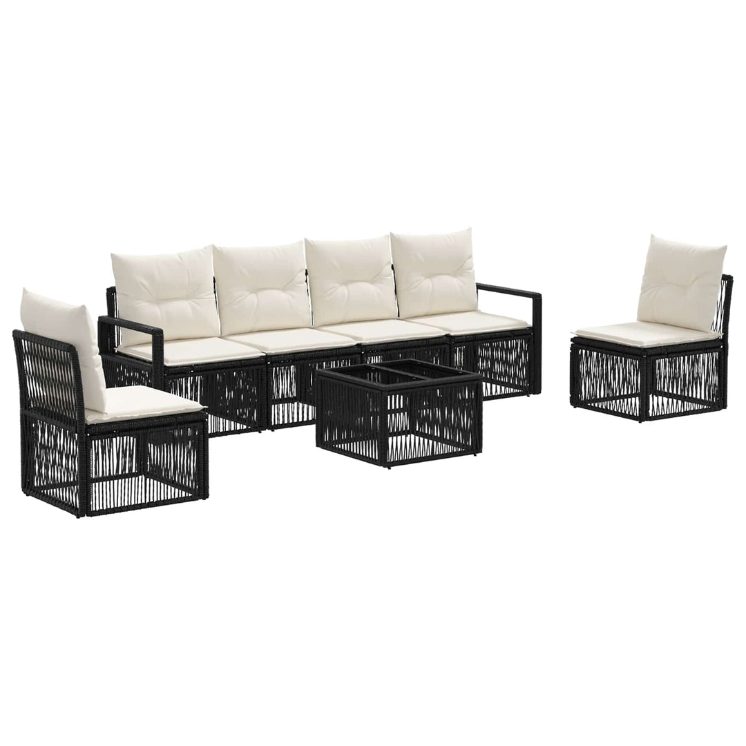 Havesofa Sæt 7 stk. Sort polyrattan