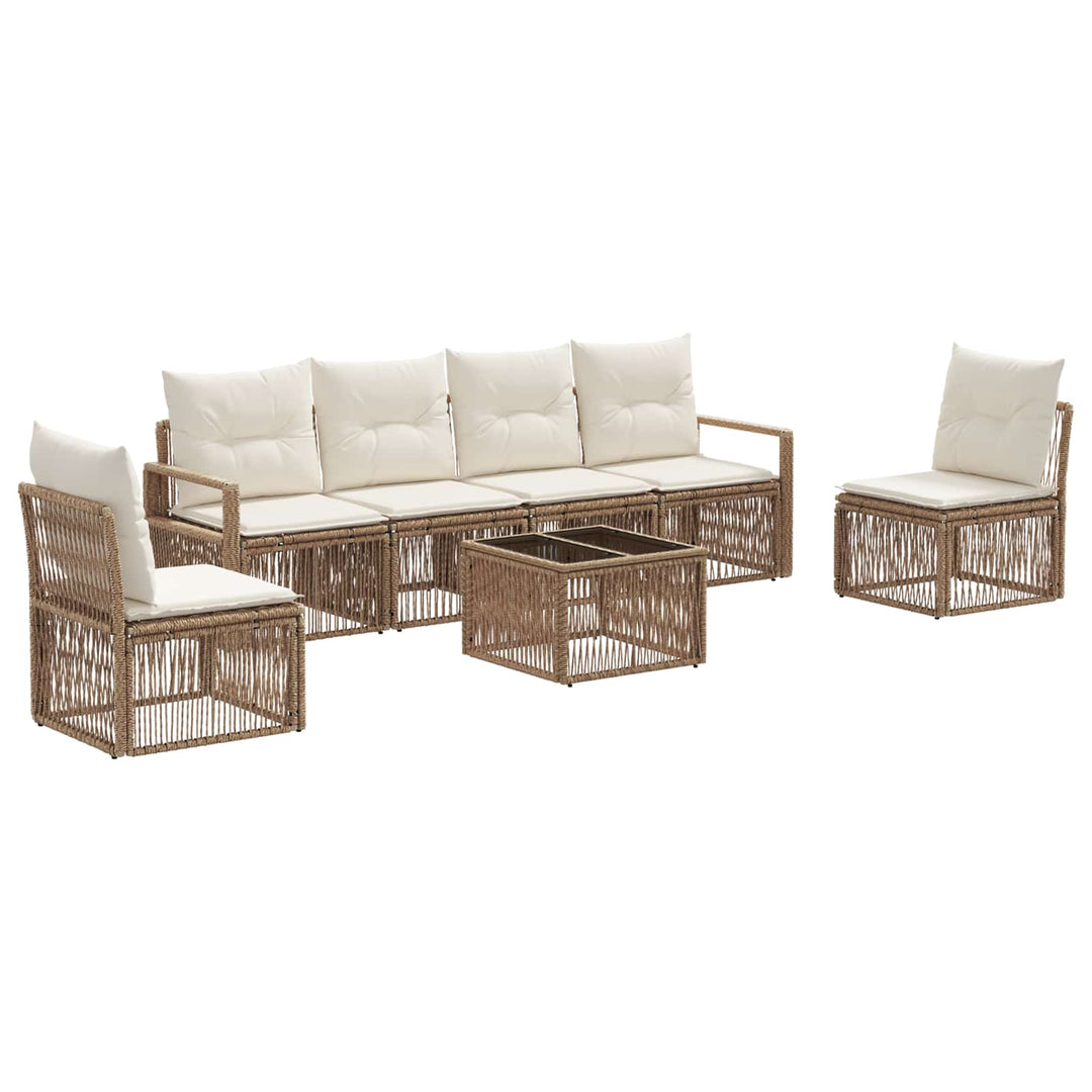 Havesofa Sæt 7 stk. Beige polyrattan