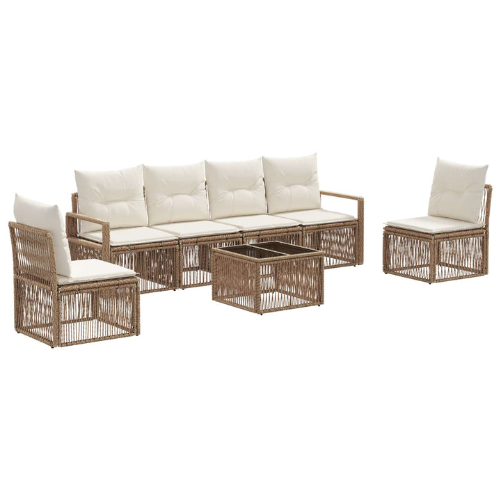 Havesofa Sæt 7 stk. Beige polyrattan