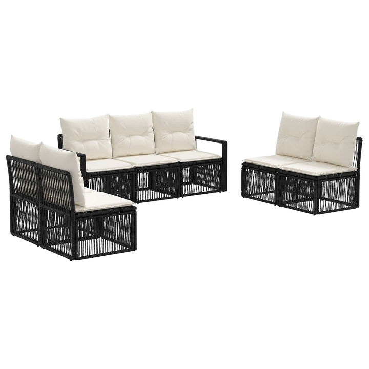 Havesofa Sæt 7 stk. Sort polyrattan