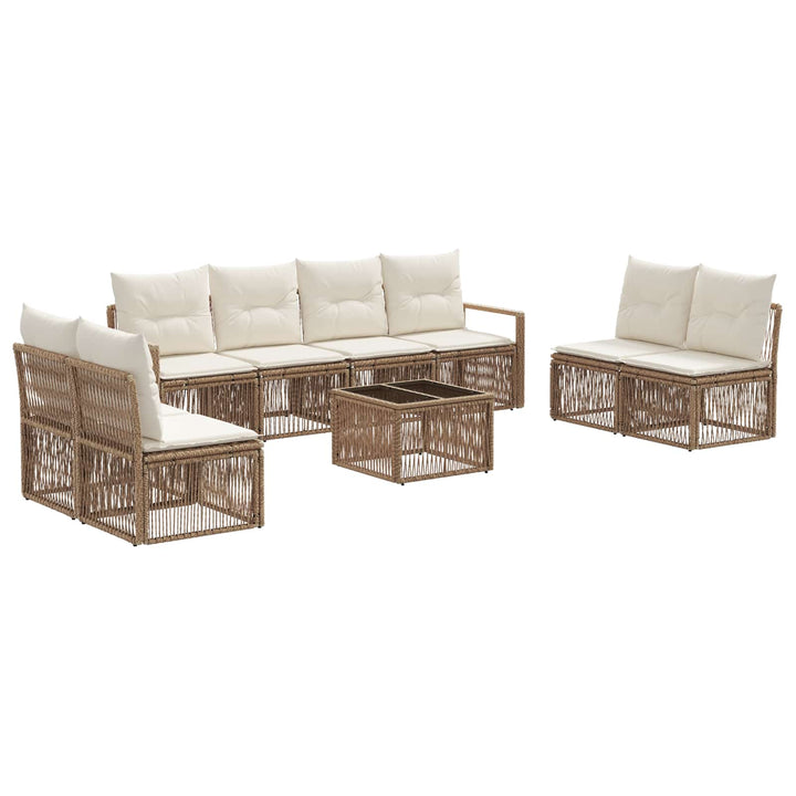 Havesofa Sæt 9 stk. Beige polyrattan