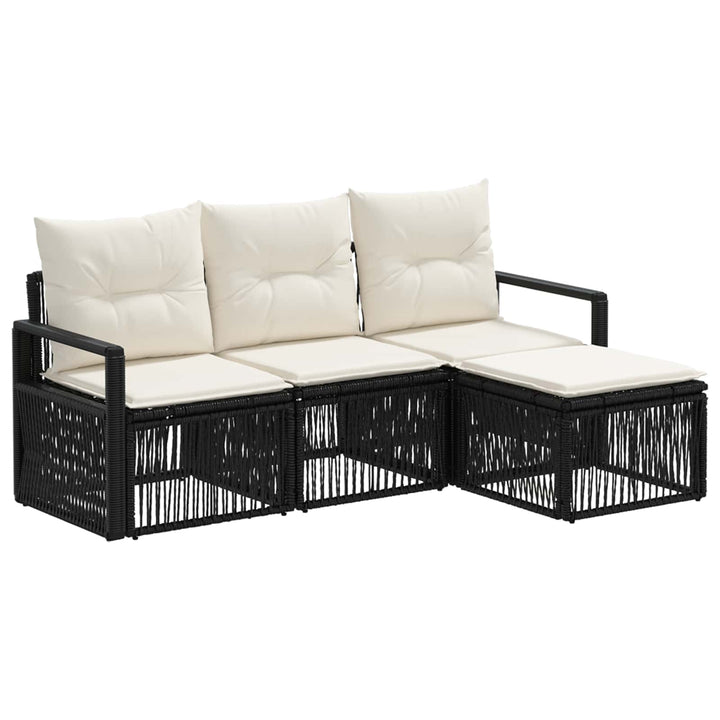 Havesofa Sæt 4 stk. Sort polyrattan