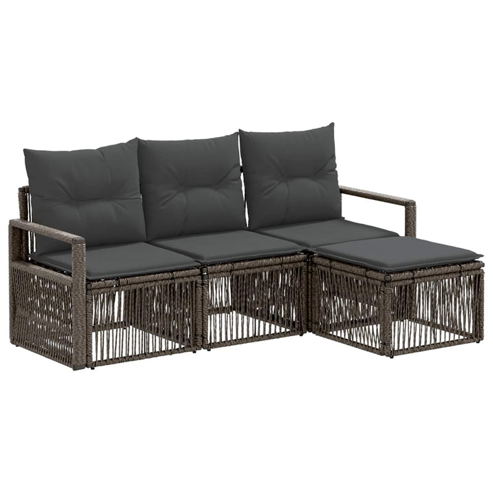 Havesofa Sæt 4 stk. Grå polyrattan