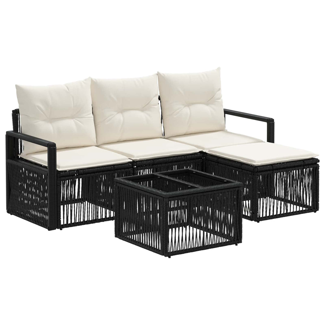 Havesofa Sæt 5 stk. Sort polyrattan