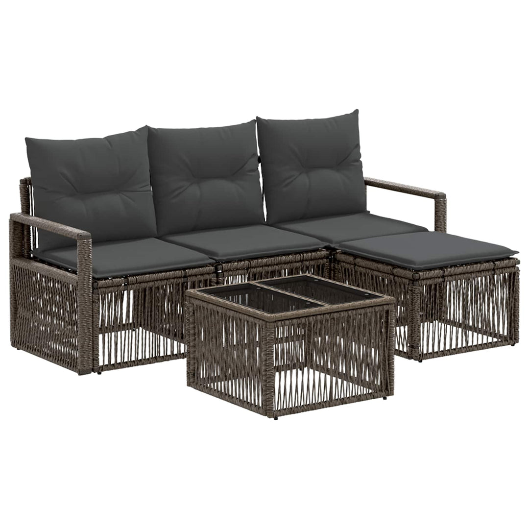 Havesofa Sæt 5 stk. Grå polyrattan