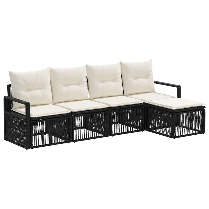 Havesofa Sæt 4 stk. Sort polyrattan
