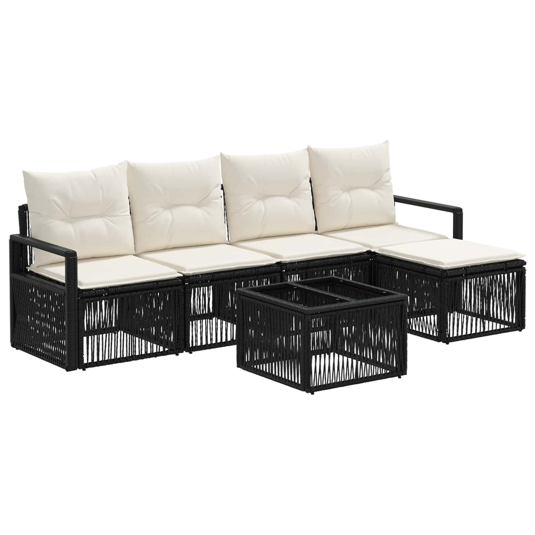 Havesofa Sæt 6 stk. Sort polyrattan