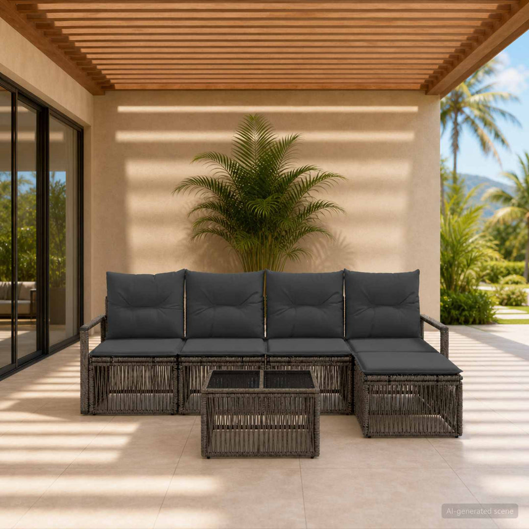 Havesofa Sæt 6 stk. Grå polyrattan