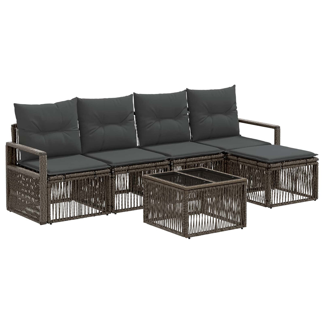 Havesofa Sæt 6 stk. Grå polyrattan