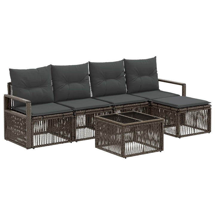 Havesofa Sæt 6 stk. Grå polyrattan