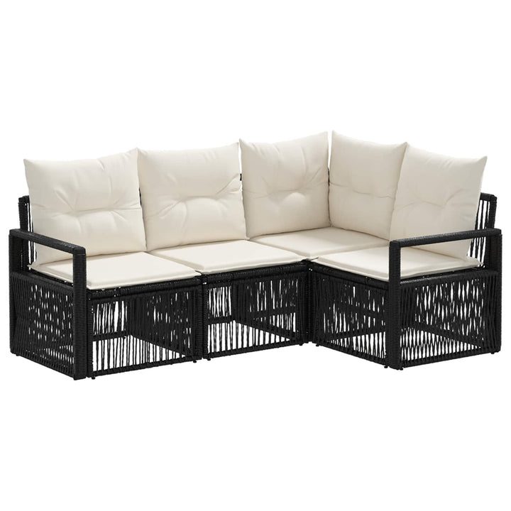 Havesofa Sæt 4 stk. Sort polyrattan