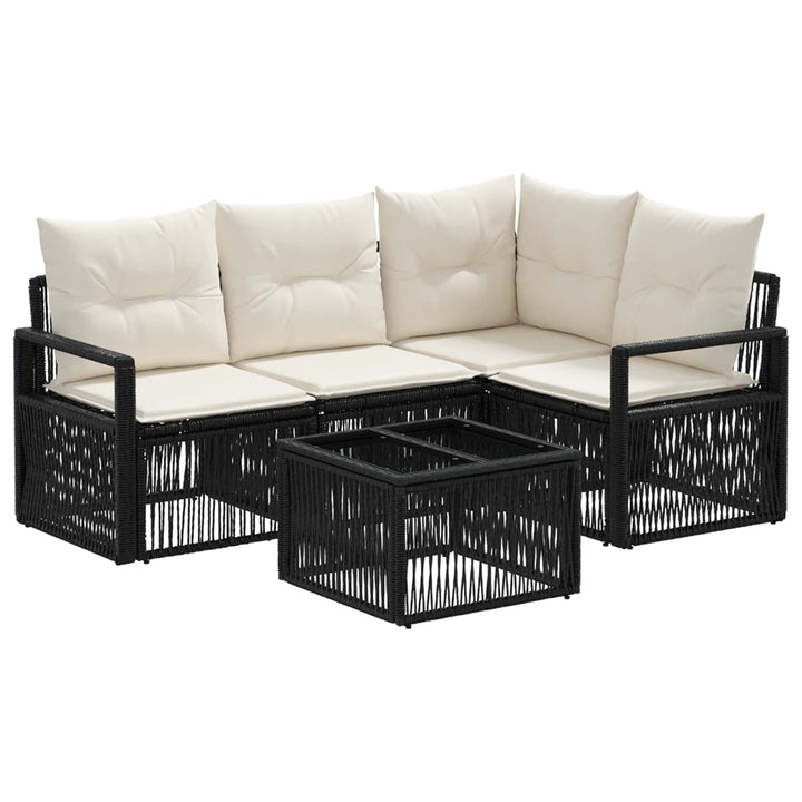 Havesofa Sæt 5 stk. Sort polyrattan
