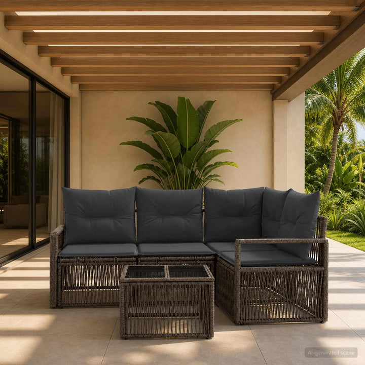 Havesofa Sæt 5 stk. Grå polyrattan