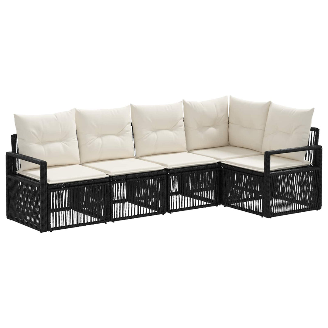 Havesofa Sæt 5 stk. Sort polyrattan