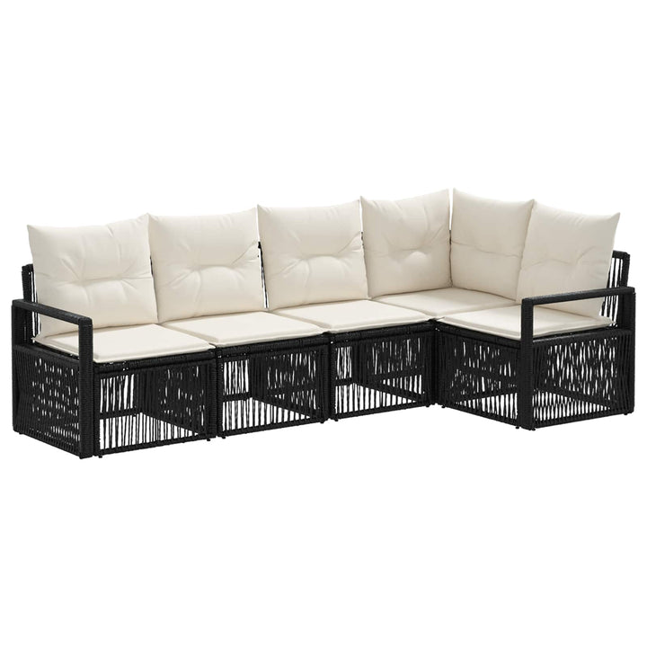 Havesofa Sæt 5 stk. Sort polyrattan