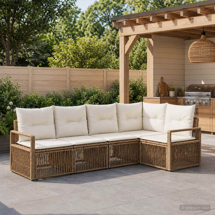 Havesofa Sæt 5 stk. Beige polyrattan