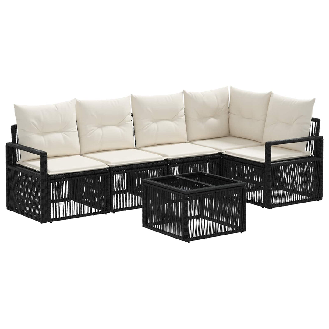 Havesofa Sæt 6 stk. Sort polyrattan