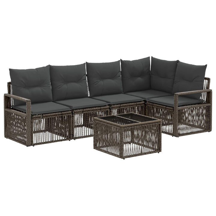 Havesofa Sæt 6 stk. Grå polyrattan