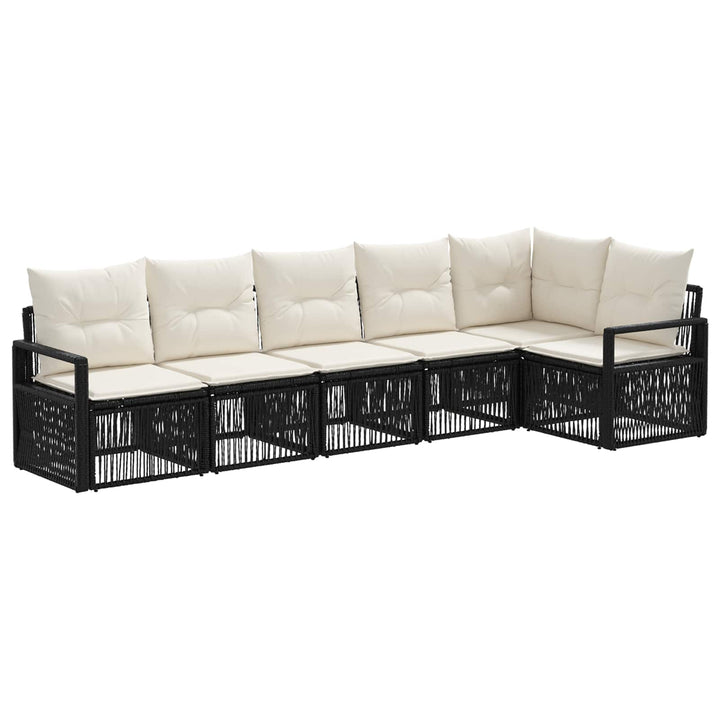 Havesofa Sæt 6 stk. Sort polyrattan