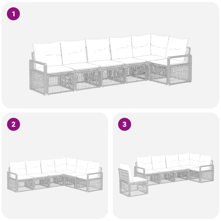 Havesofa Sæt 6 stk. Grå polyrattan