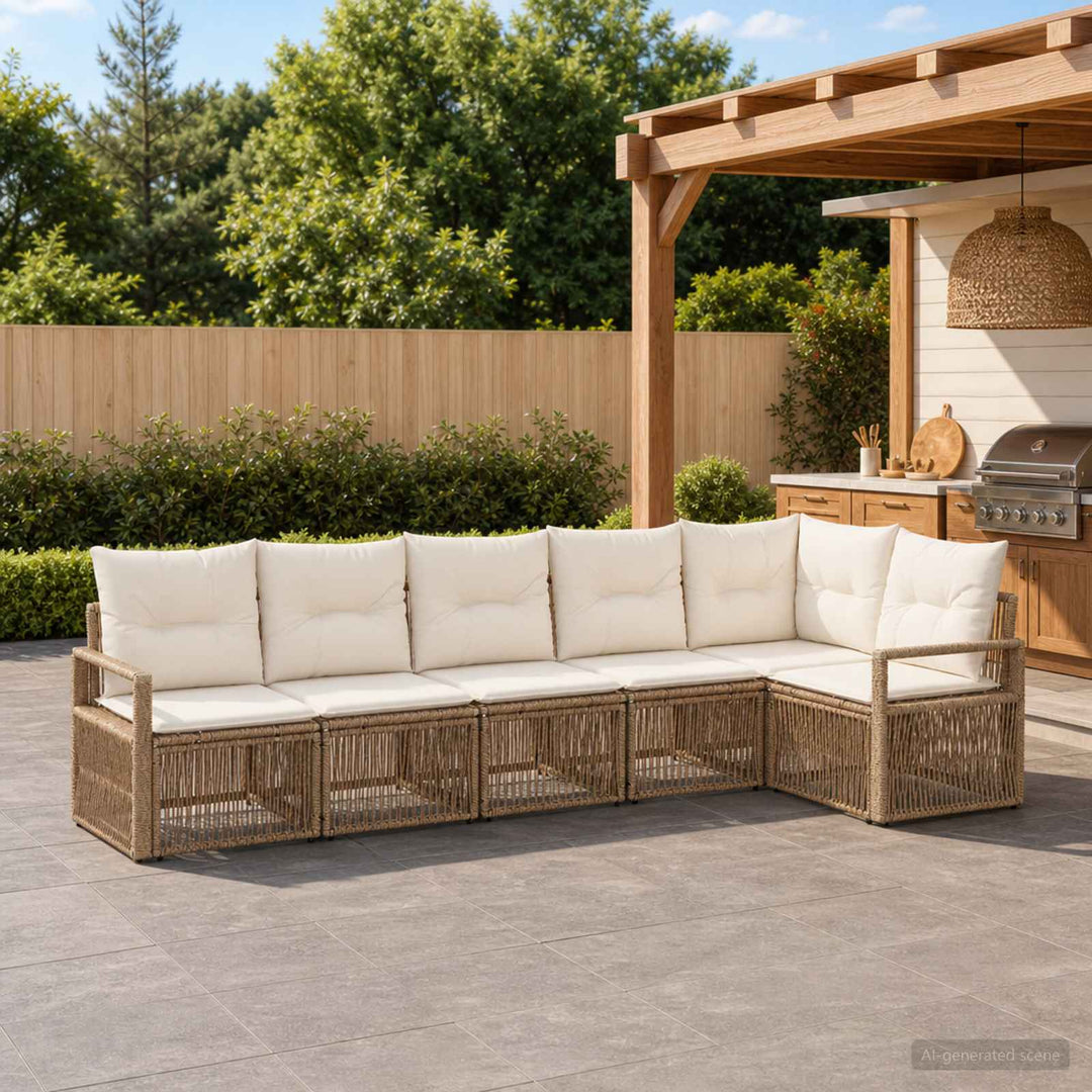Havesofa Sæt 6 stk. Beige polyrattan