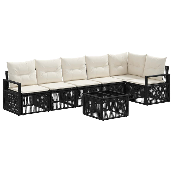 Havesofa Sæt 7 stk. Sort polyrattan