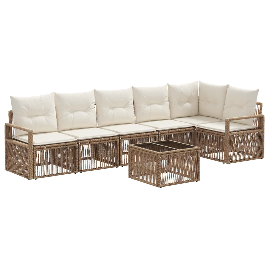 Havesofa Sæt 7 stk. Beige polyrattan