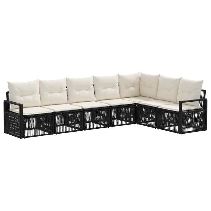 Havesofa Sæt 7 stk. Sort polyrattan