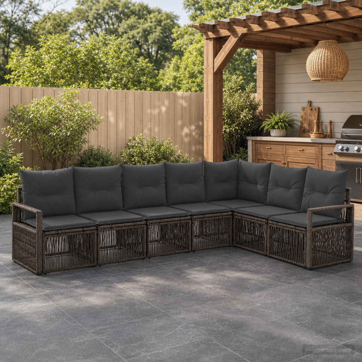 Havesofa Sæt 7 stk. Grå polyrattan