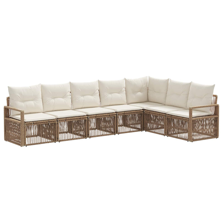 Havesofa Sæt 7 stk. Beige polyrattan