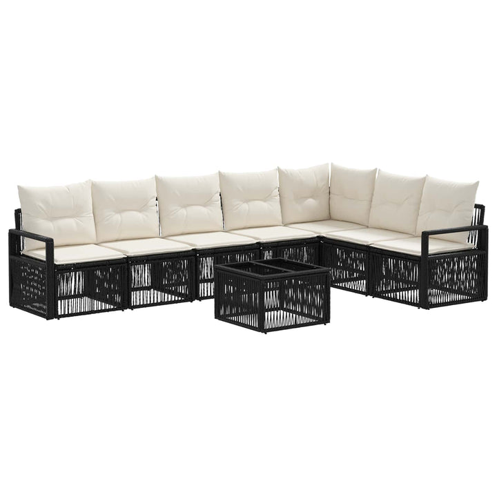 Havesofa Sæt 8 stk. Sort polyrattan