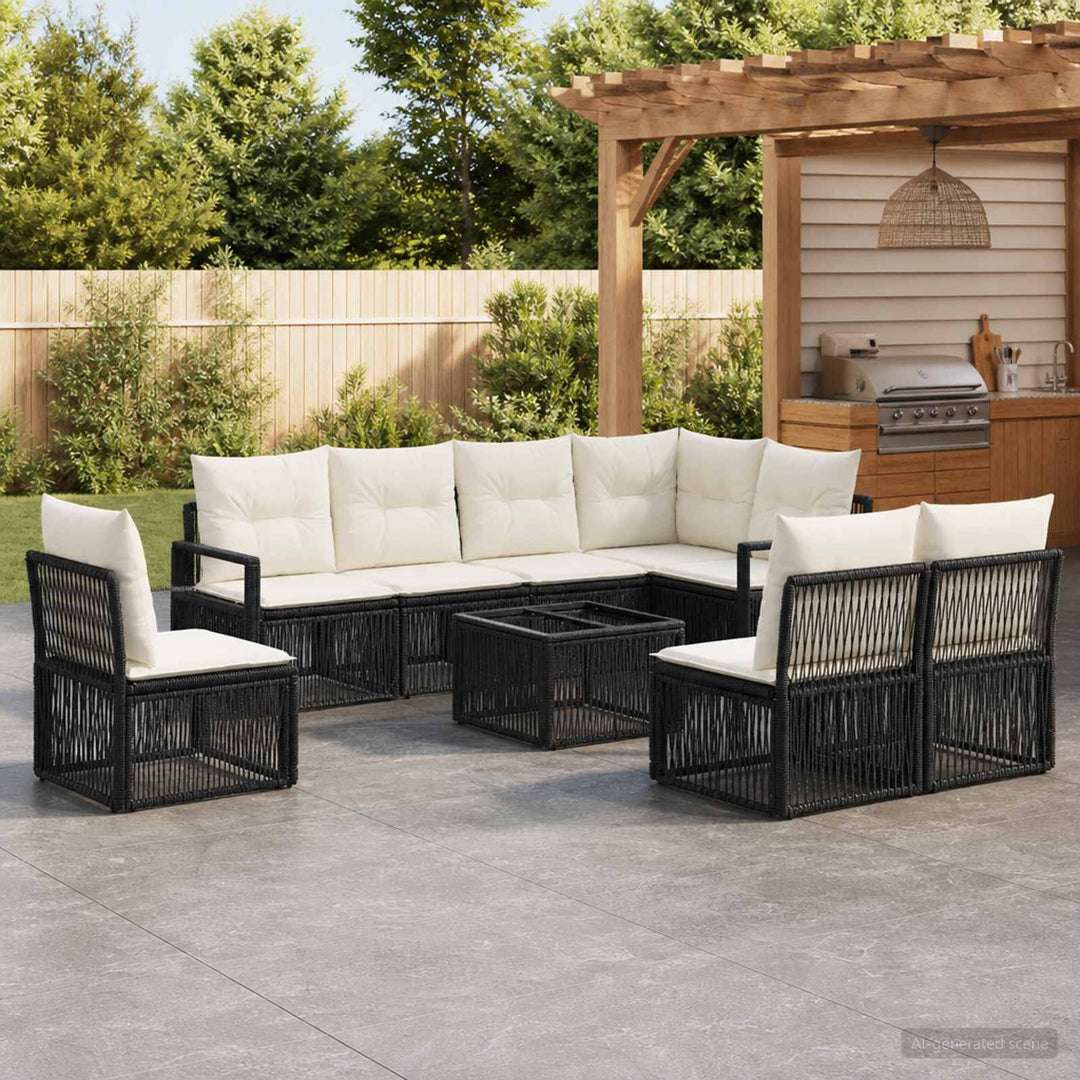 Havesofa Sæt 9 stk. Sort polyrattan