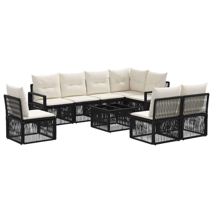 Havesofa Sæt 9 stk. Sort polyrattan