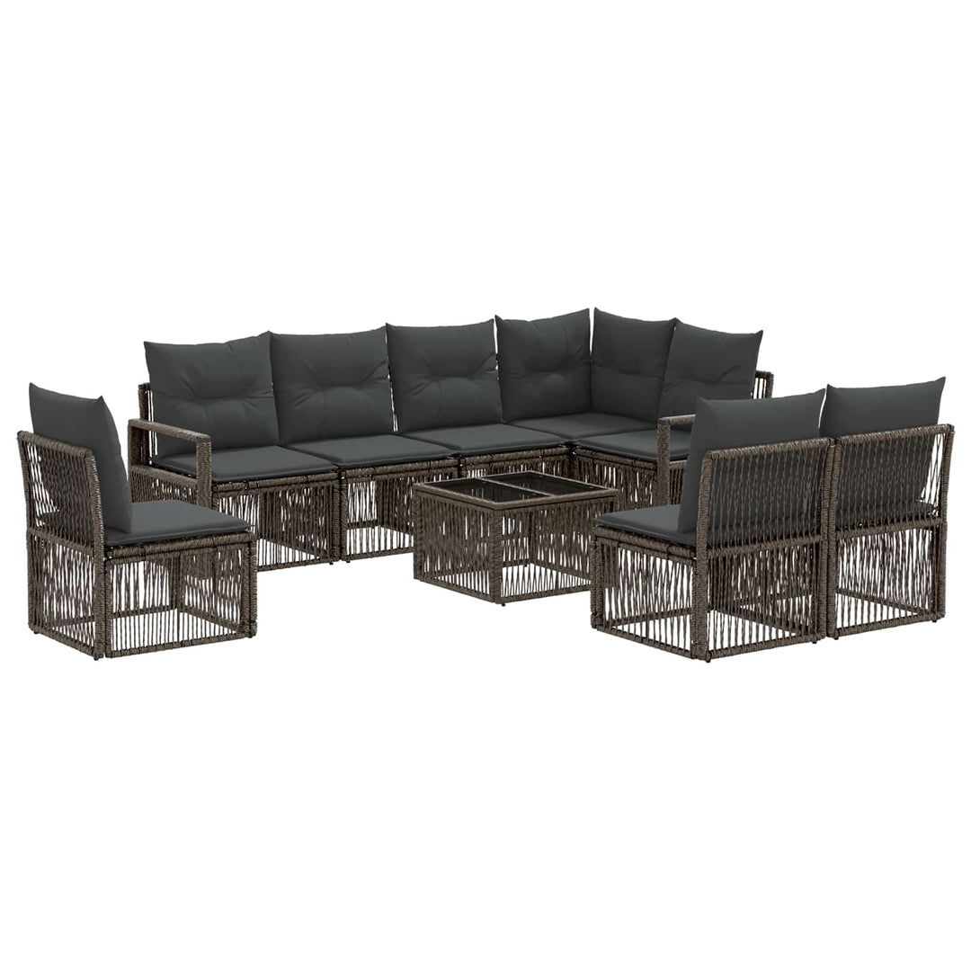 Havesofa Sæt 9 stk. Grå polyrattan
