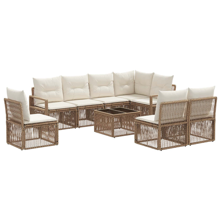Havesofa Sæt 9 stk. Beige polyrattan
