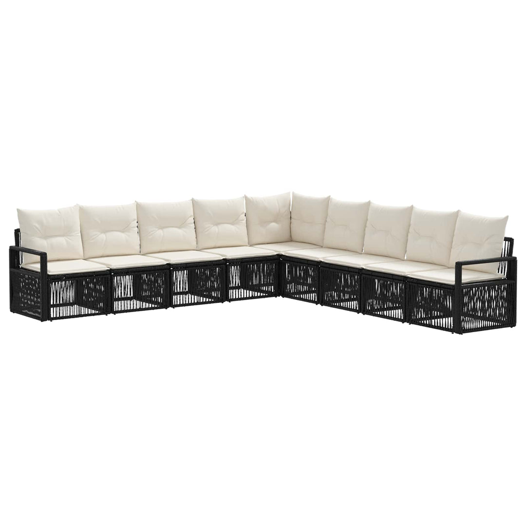 Havesofa Sæt 9 stk. Sort polyrattan