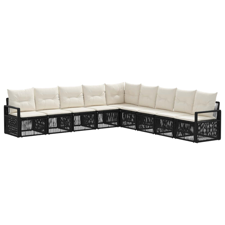 Havesofa Sæt 9 stk. Sort polyrattan