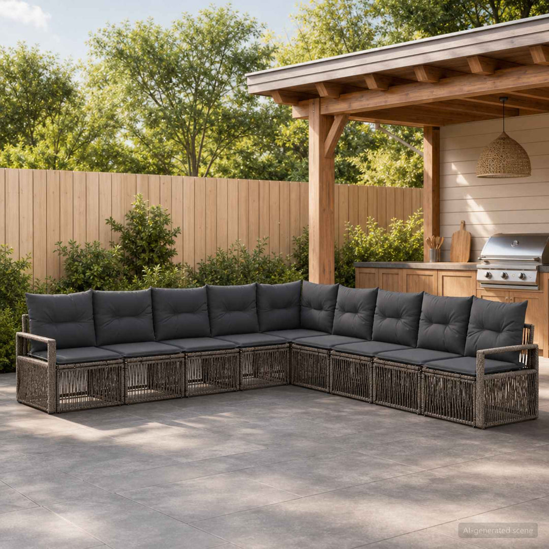 Havesofa Sæt 9 stk. Grå polyrattan