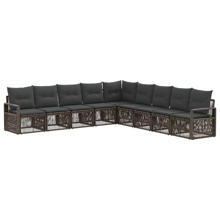 Havesofa Sæt 9 stk. Grå polyrattan