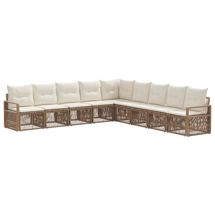 Havesofa Sæt 9 stk. Beige polyrattan