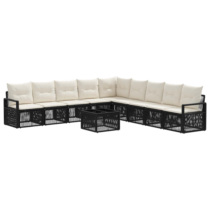 Havesofa Sæt 10 stk. Sort polyrattan