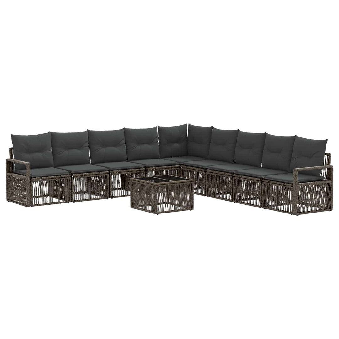 Havesofa Sæt 10 stk. Grå polyrattan