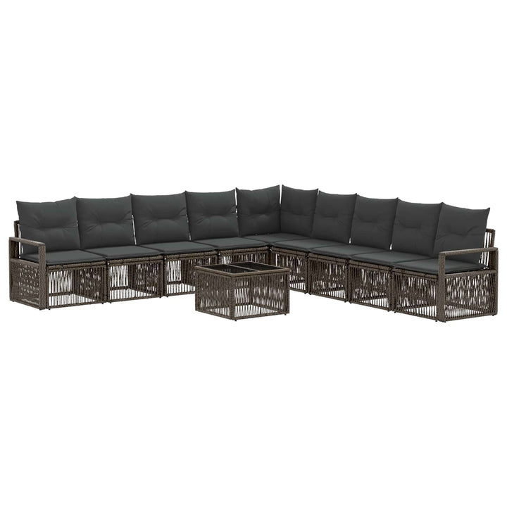 Havesofa Sæt 10 stk. Grå polyrattan